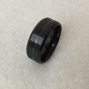 Men’s Size 9 Matte Titanium Steel Black Ring